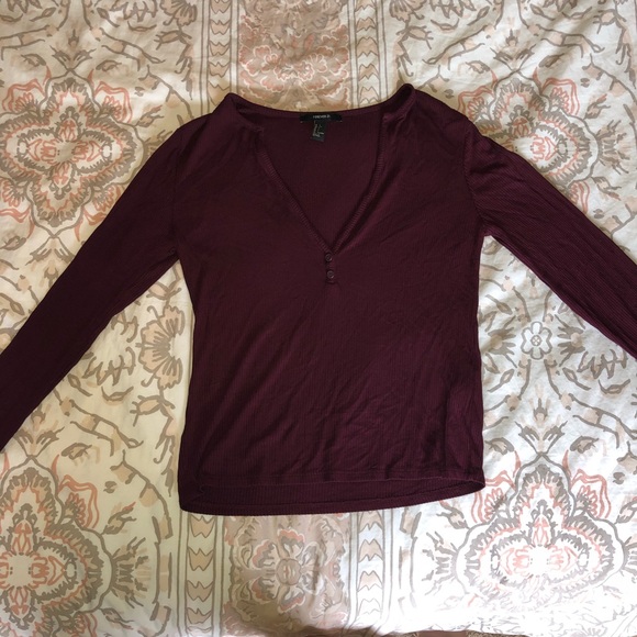 Forever 21 Deep V-Neck Long Sleeve - Picture 2 of 4